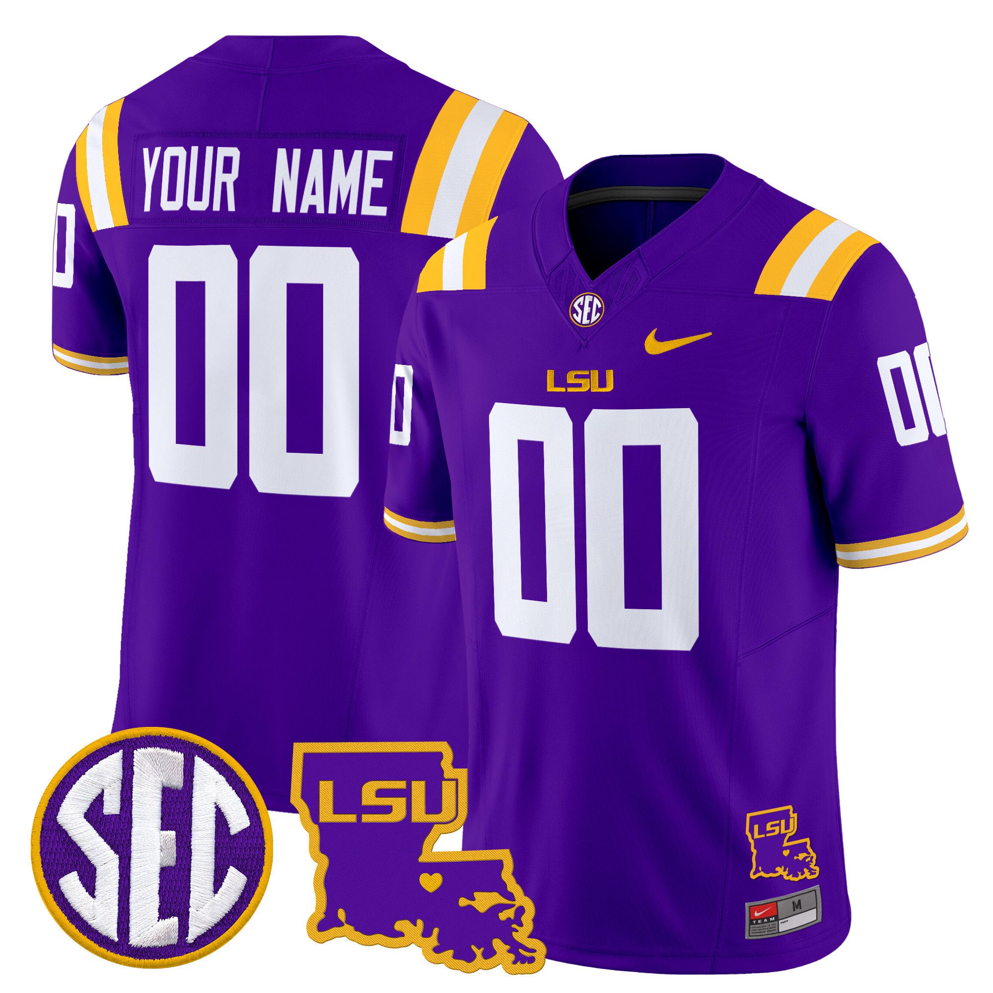 Men LSU Tigers Purple 2024 Nike Louisiana Patch Vapor Limited Custom NCAA Jersey